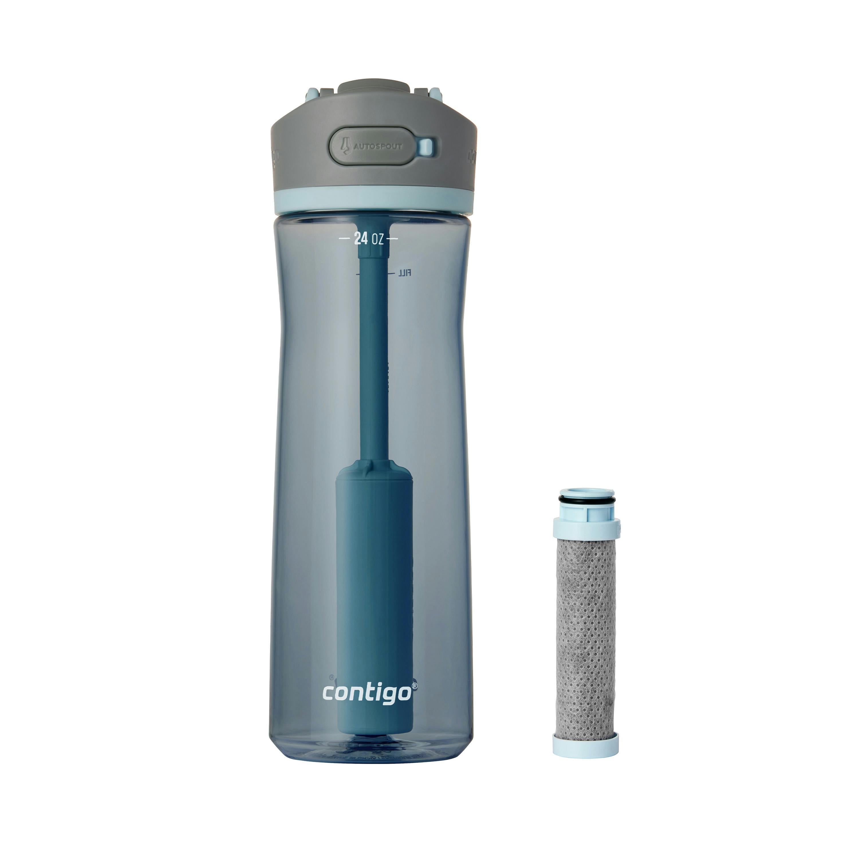 Contigo® Wells Plastic Filter Water Bottle with AUTOSPOUT® Straw Lid and Replacement Filter, 24 Oz