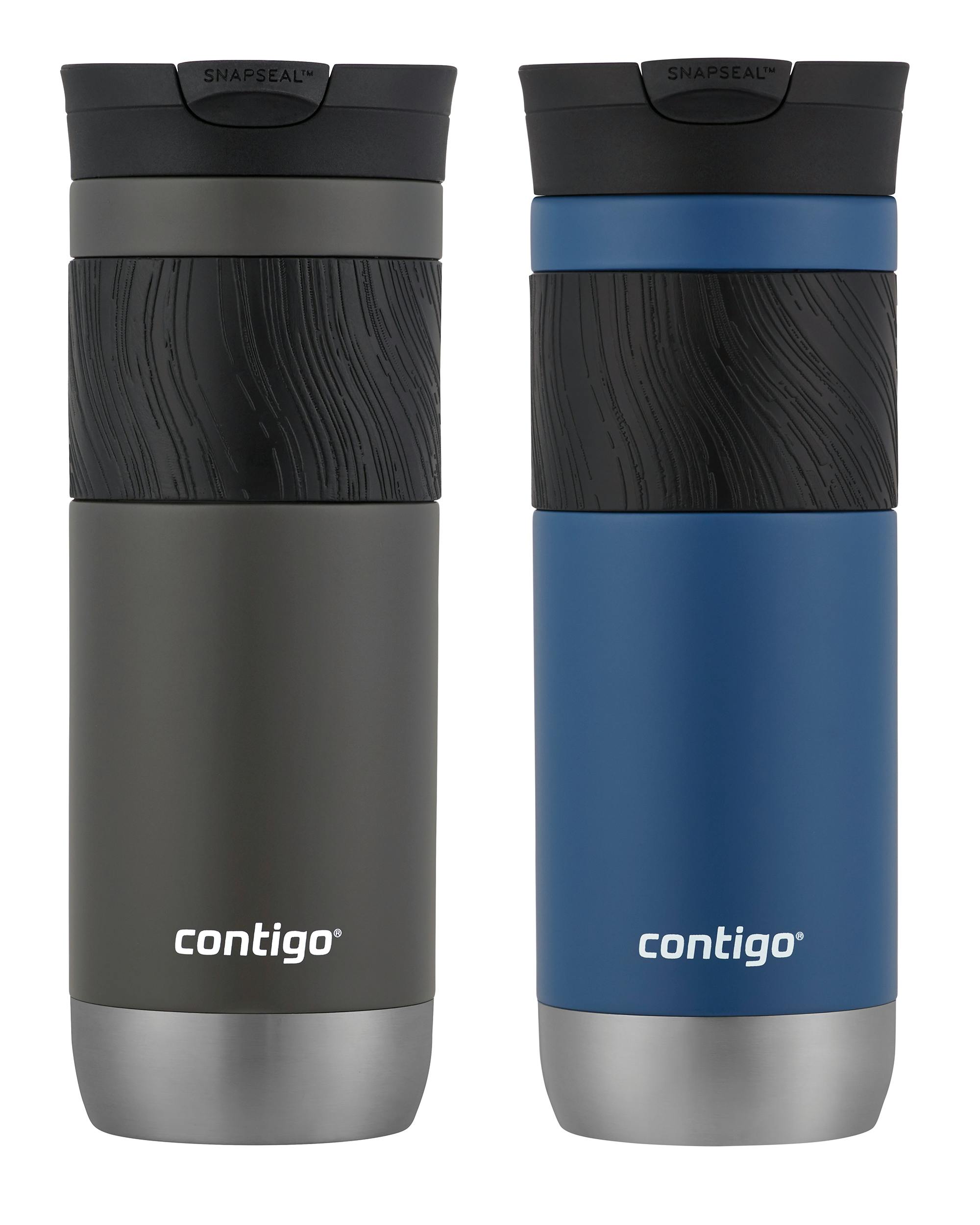 Contigo® SNAPSEAL™ Insulated Stainless Steel Travel Mug with Grip, 20oz., Blue Corn Transparent Satin & Midnight Berry