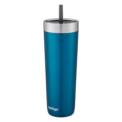 Luxe Stainless Steel Travel Tumbler with Spill-Proof Lid and Straw, 24oz