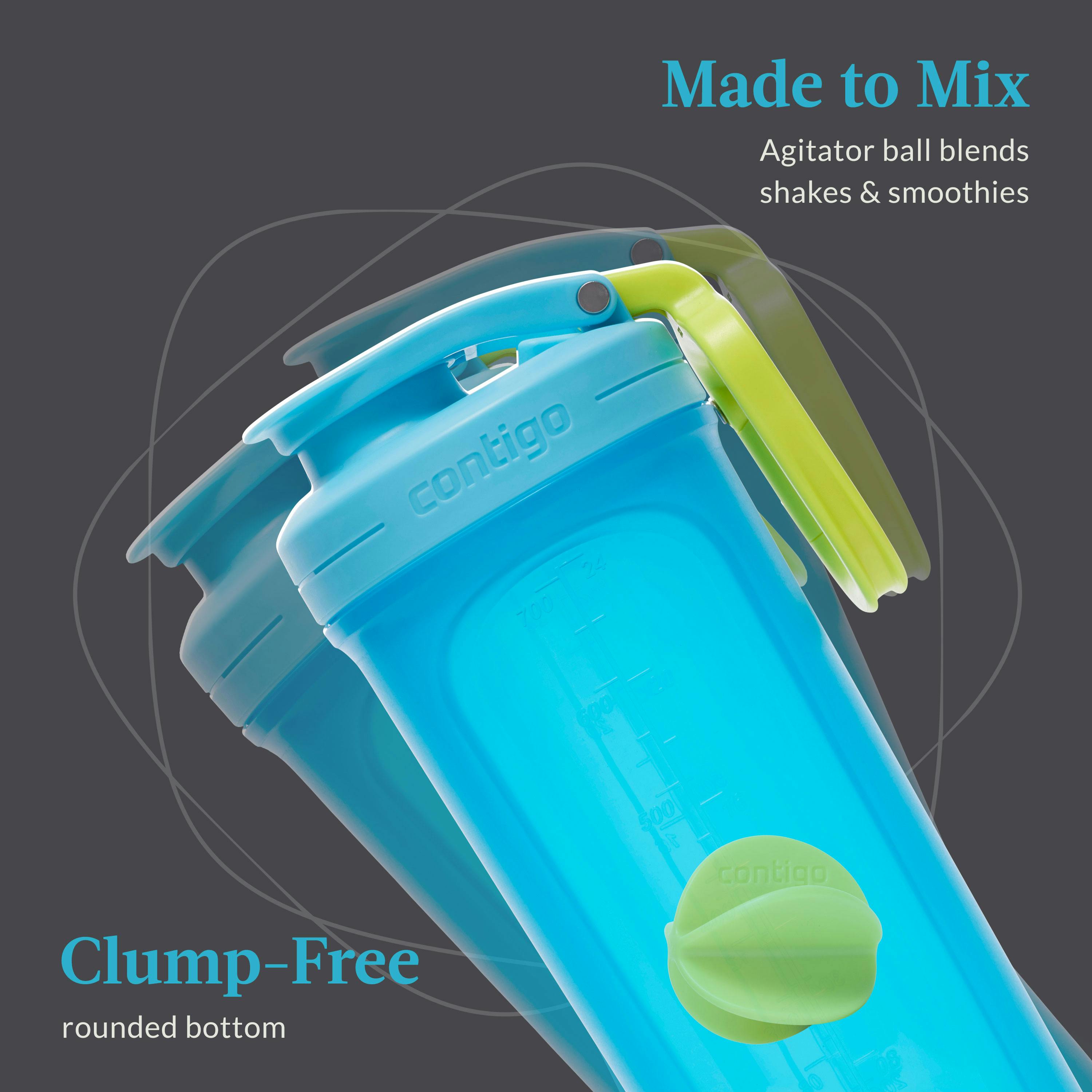 Contigo® Fit Shake & Go® 2.0 Plastic Antimicrobial Shaker Bottle, Blue Raspberry, 28 floz