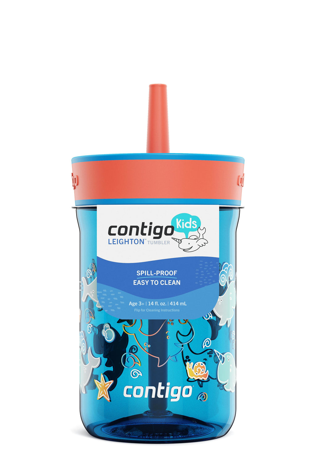 Contigo® Kids’ Leighton Straw Tumbler with Spill-Proof Leak-Proof Lid, 14oz